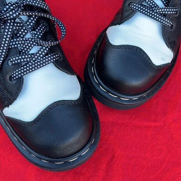 🏴Dr. Martens MIE Vintage Black & White Chunky Platform Oxfords UK 5 - Picture 15 of 17
